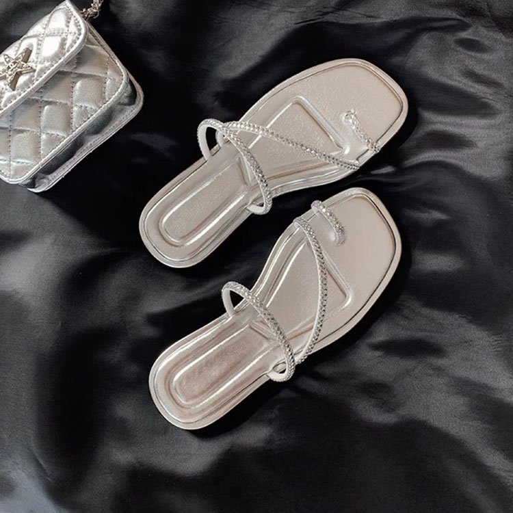 Customized rhinestone flat slipper Hollow crystal slipper slides sandals fashion designer slides slippers