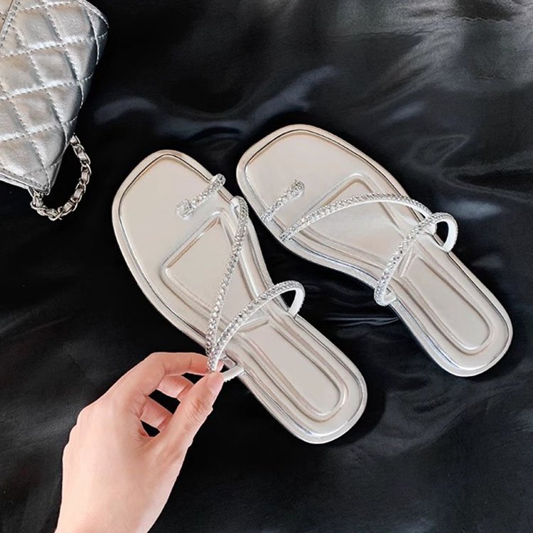 Customized rhinestone flat slipper Hollow crystal slipper slides sandals fashion designer slides slippers