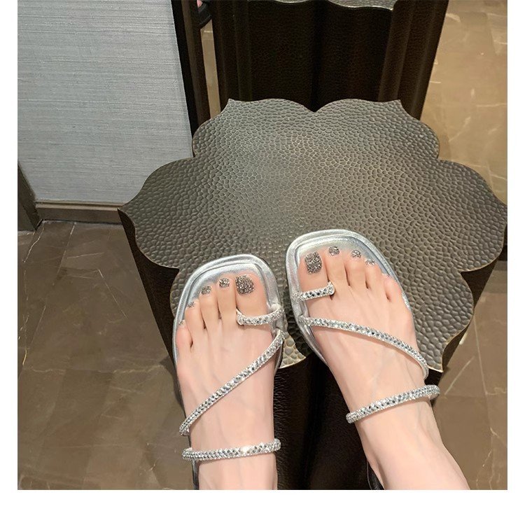 Customized rhinestone flat slipper Hollow crystal slipper slides sandals fashion designer slides slippers