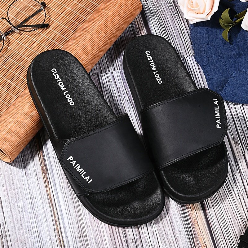 Custom Logo Printing Beach Summer Sandals Hot Unisex PVC Slipper Embossed Men and Women Slide for bathroom