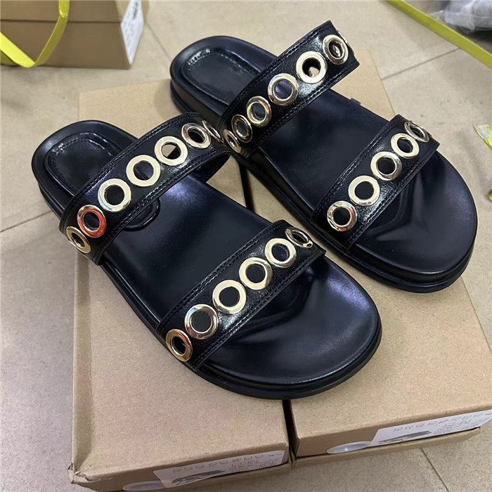 ZA summer black fashion inlays casual breathable flat sandals beach vacation style thick bottom sandals slippers