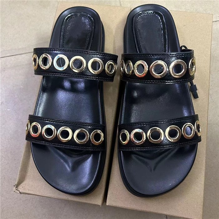 ZA summer black fashion inlays casual breathable flat sandals beach vacation style thick bottom sandals slippers