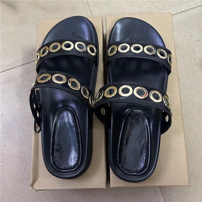 ZA summer black fashion inlays casual breathable flat sandals beach vacation style thick bottom sandals slippers