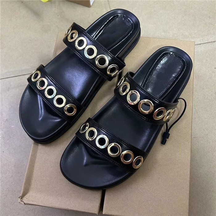 ZA summer black fashion inlays casual breathable flat sandals beach vacation style thick bottom sandals slippers