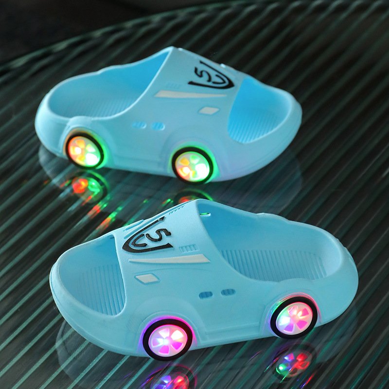 Hot selling boys girls popular pillow cloud nonslip led light-up slide slippers for kids