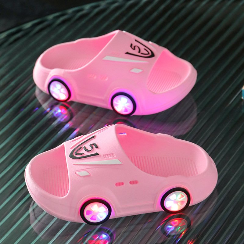 Hot selling boys girls popular pillow cloud nonslip led light-up slide slippers for kids