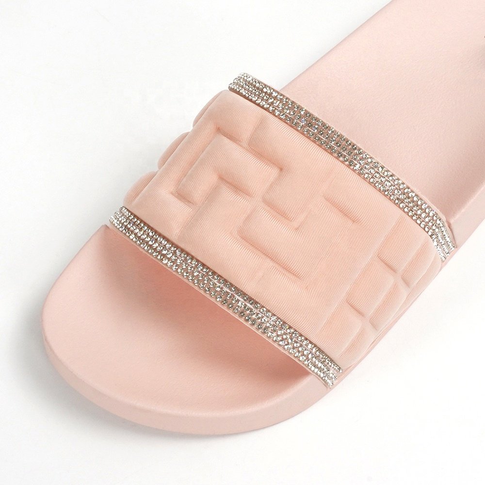 CUSTOMIZED LADY FLAT SANDALS SHINING RHINESTONE SLIPPERS HOTEL SHOES COMFORTABLE SLIDES SLIPPERS