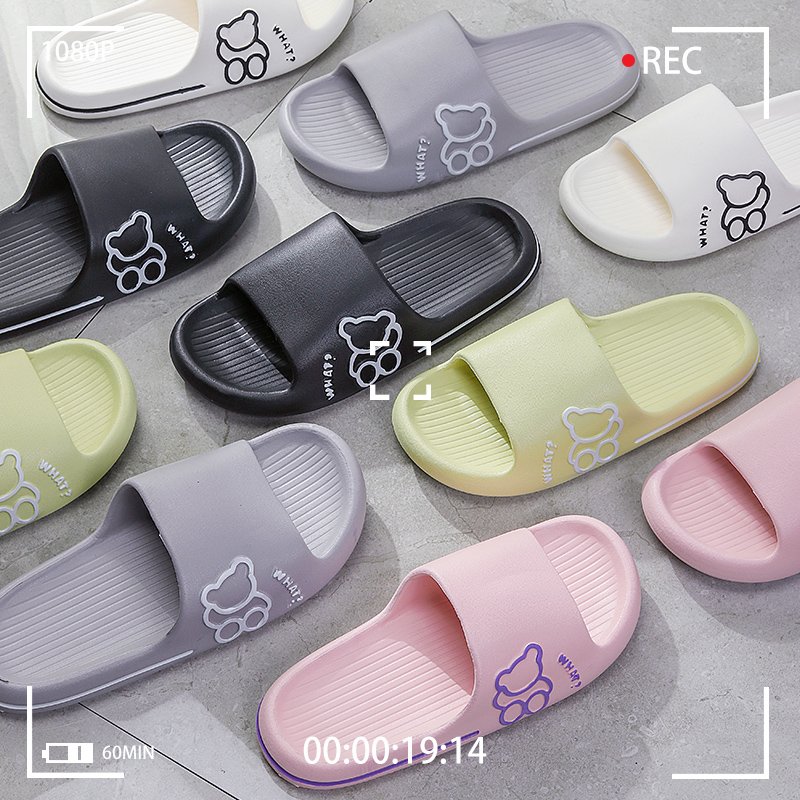 High quality house four season eva bear design house breathable EVA foam pillow slippers sandals shoes for women men
