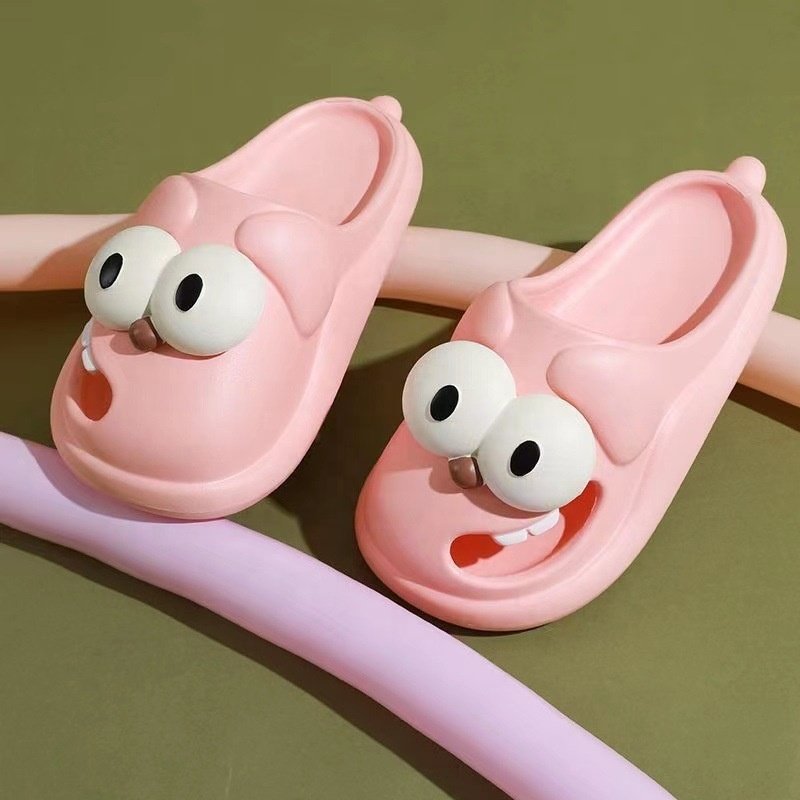 Big-eyed Dog Slippers Women Summer Cute Cartoon Slides Home Non-slip Beach PVC Shoes