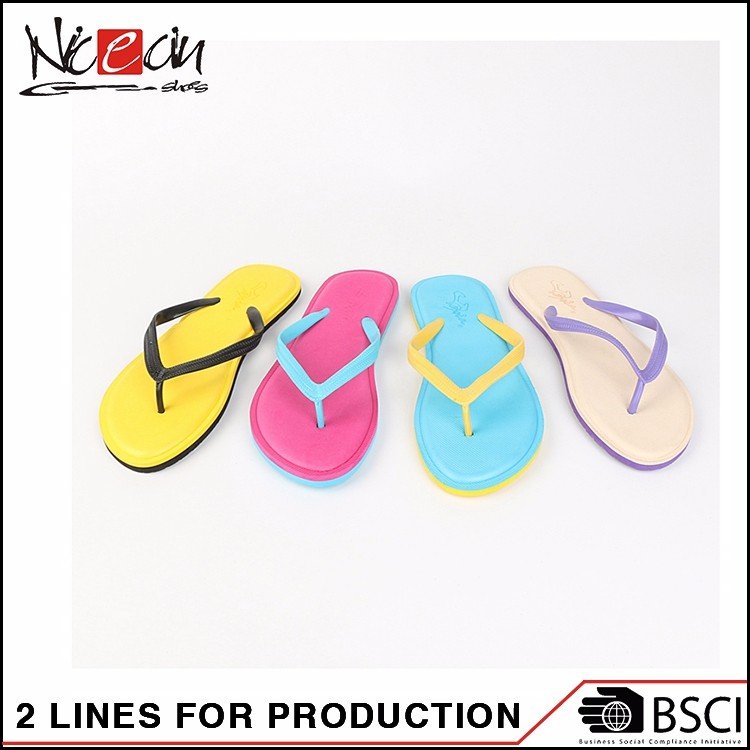 Nicecin China Cheap Blank Rubber Slippers Eva Slide For Woman Fuzhou Simple PE Sole Flip Flops