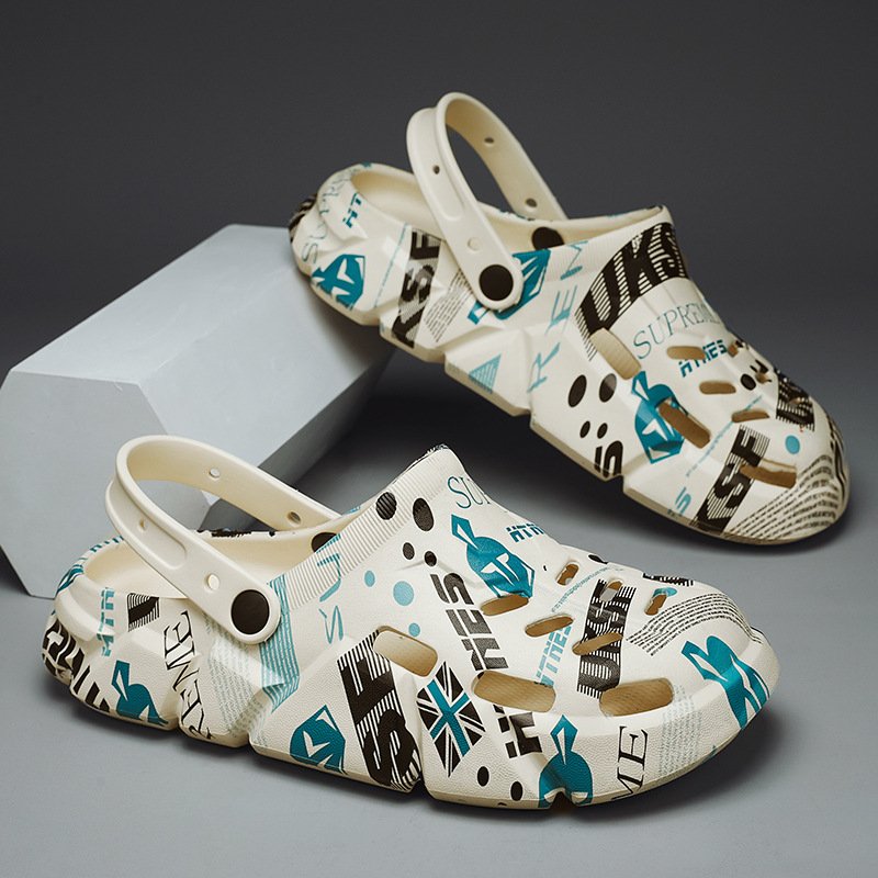 New Trendy Men's printing Garden Shoes Outdoor Clogs Shoes Eva Summer Beach Clogs Eva Garden Clogs Shoes for men