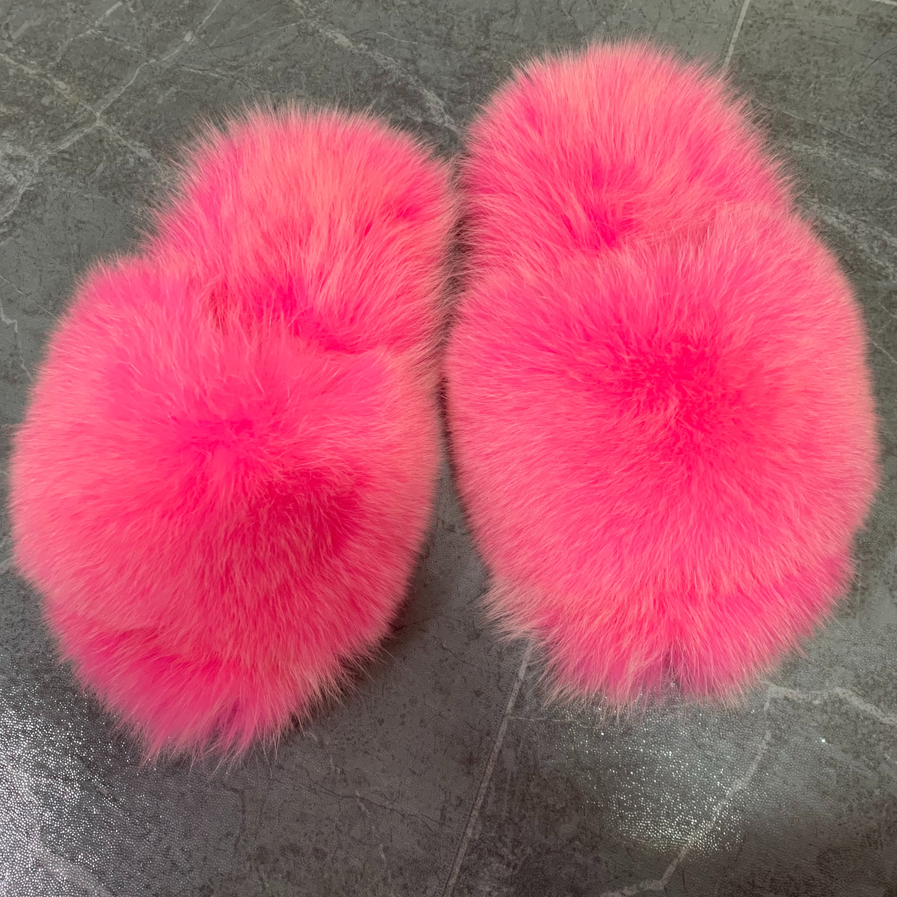Newly Arrived Winter Luxury Fluffy Plush Comfortable Soft Open-Toe Real Fur Slippers