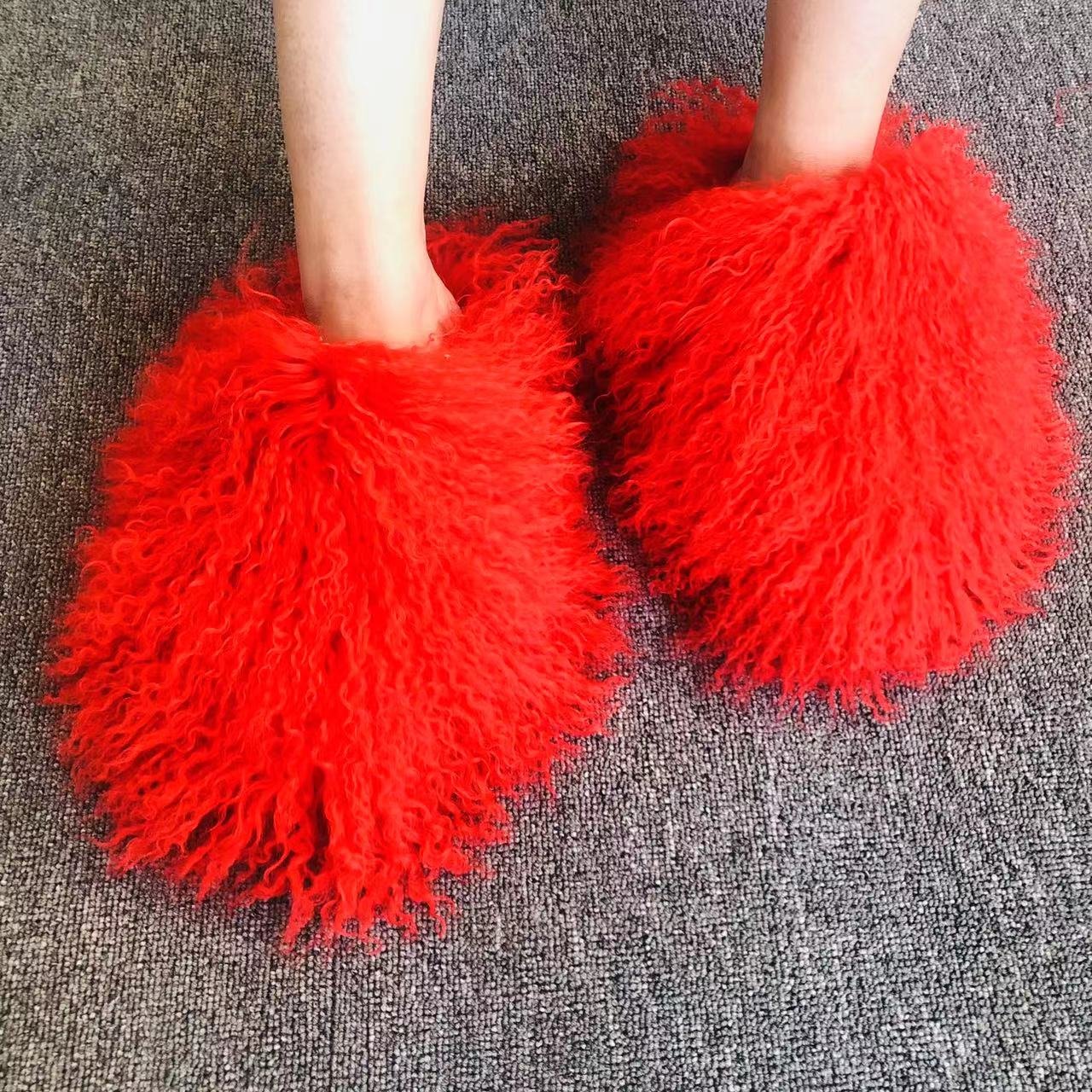 Fashion outdoor lady mink fur slide sandals real fur slipper