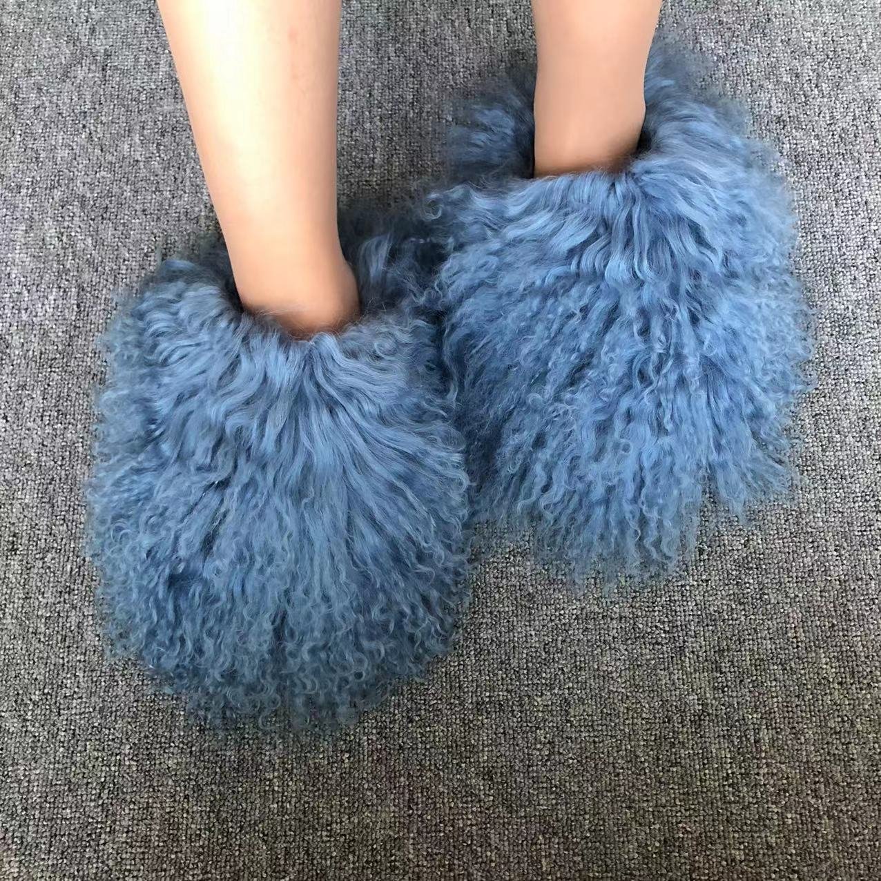 Fashion outdoor lady mink fur slide sandals real fur slipper