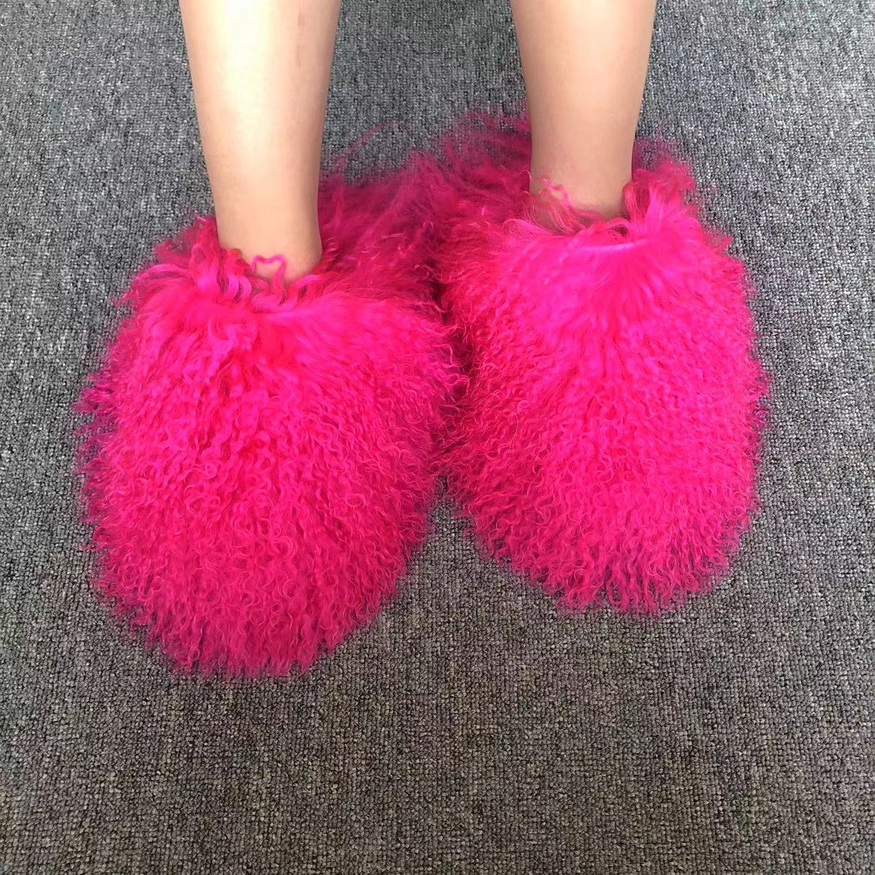 Fashion outdoor lady mink fur slide sandals real fur slipper