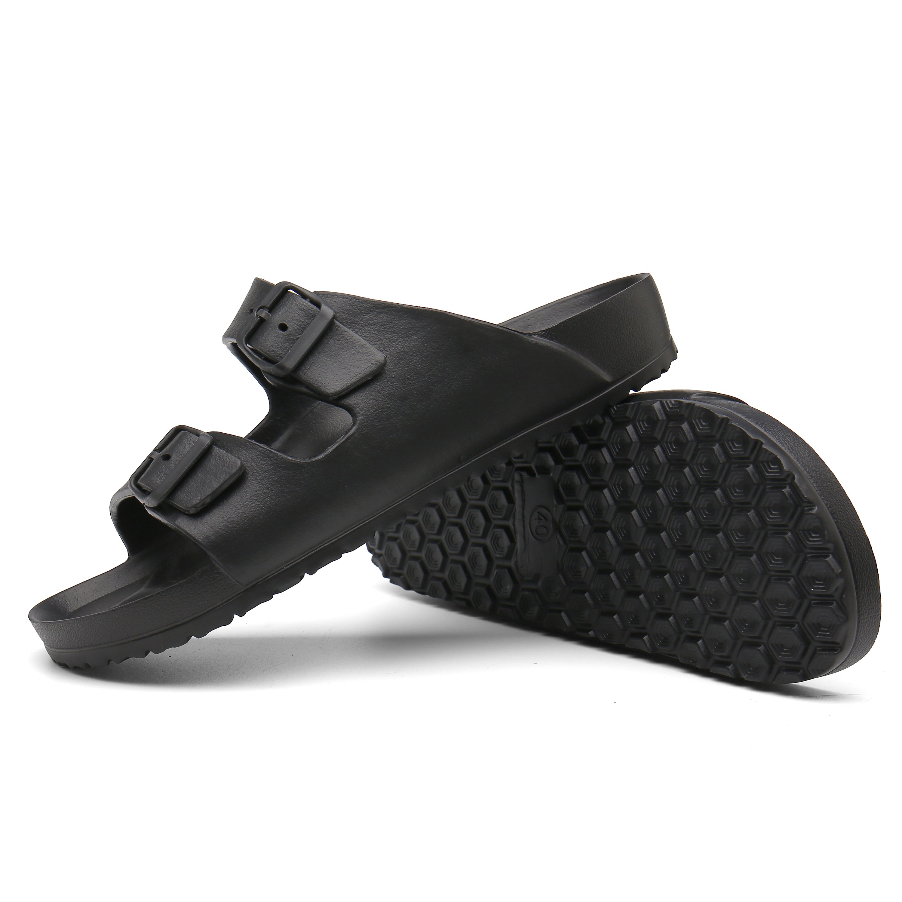 Wholesale Summer Fashion Two Strap Belt Buckle Slide Slippers Eva Sandals Non Slip Outdoor Slippers