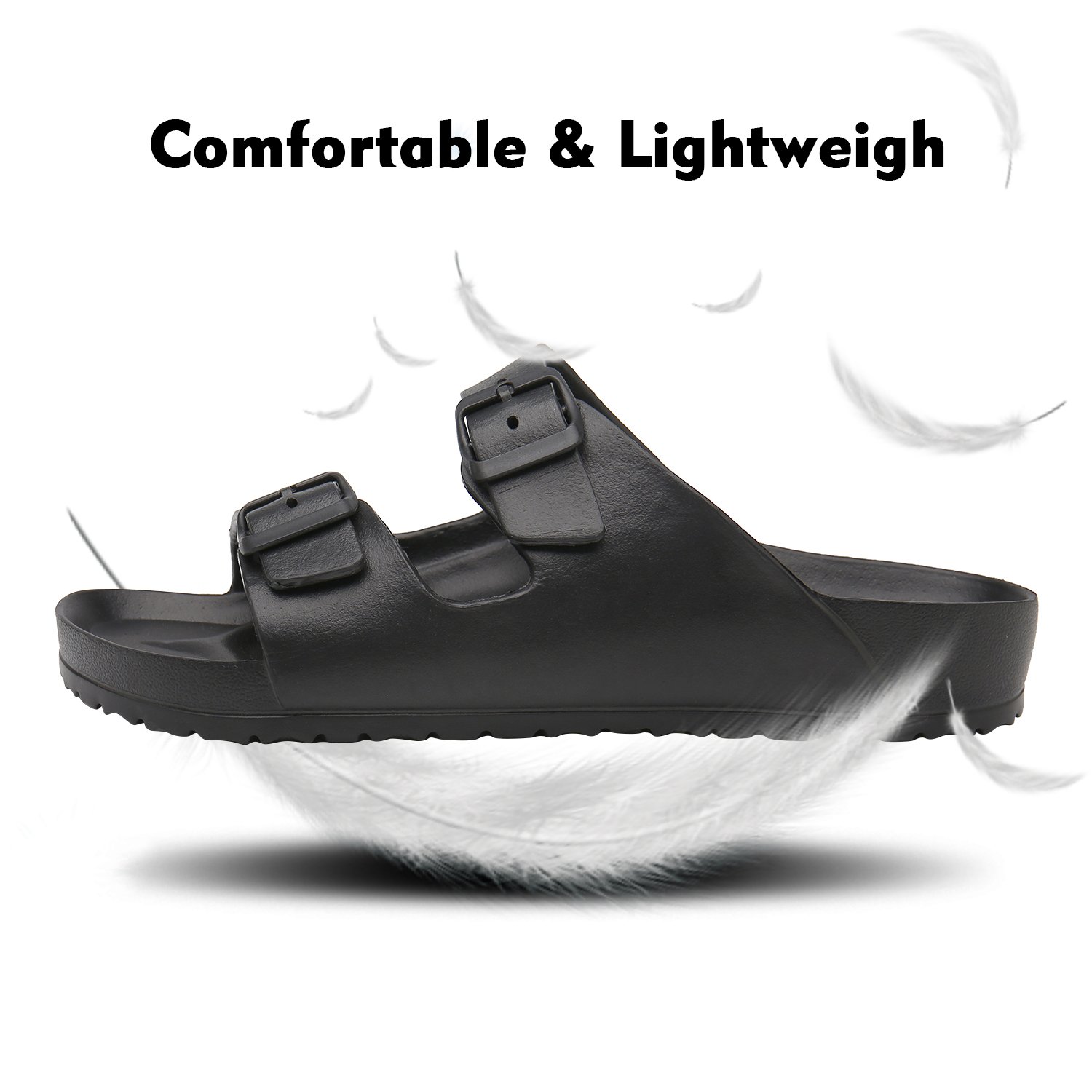 Wholesale Summer Fashion Two Strap Belt Buckle Slide Slippers Eva Sandals Non Slip Outdoor Slippers