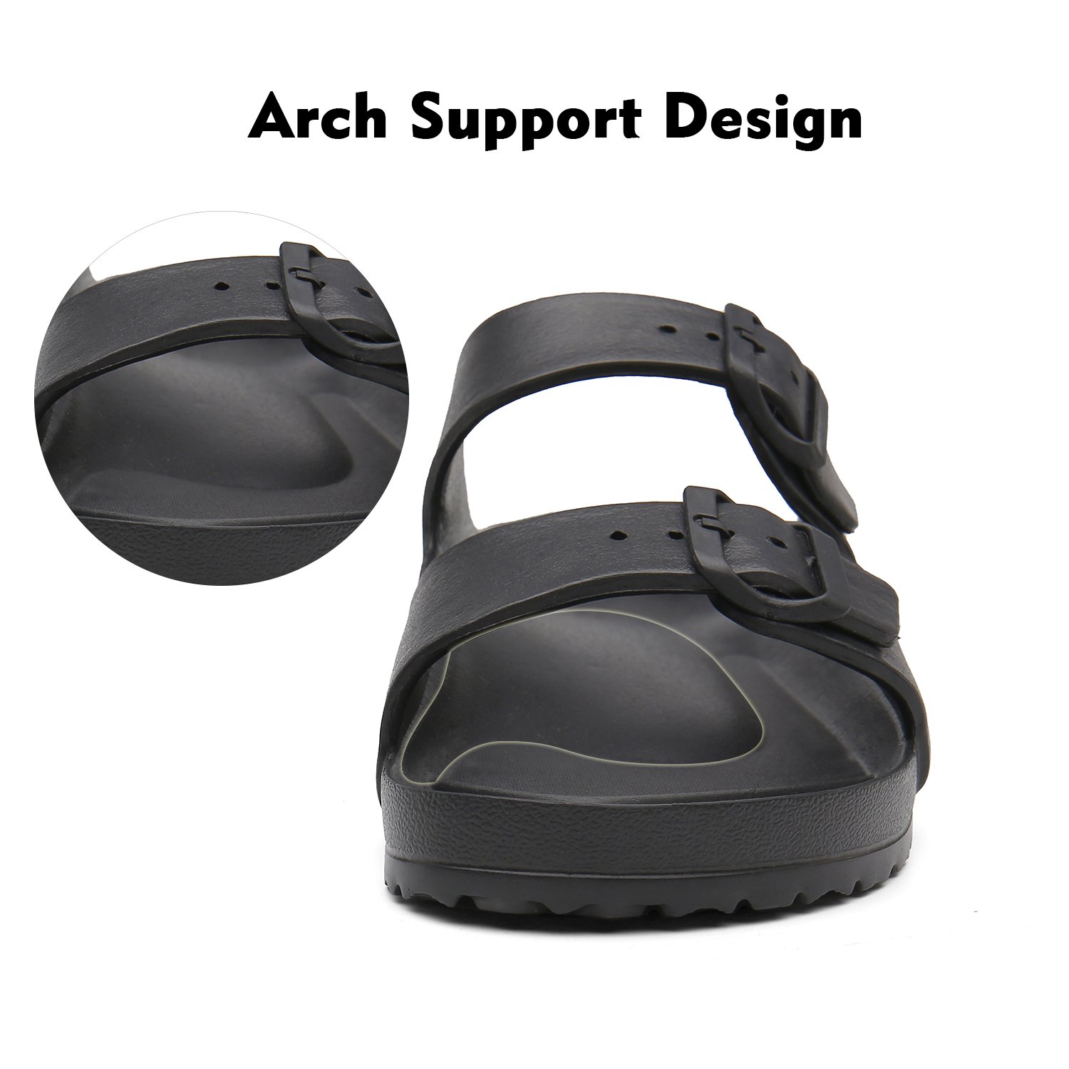 Wholesale Summer Fashion Two Strap Belt Buckle Slide Slippers Eva Sandals Non Slip Outdoor Slippers