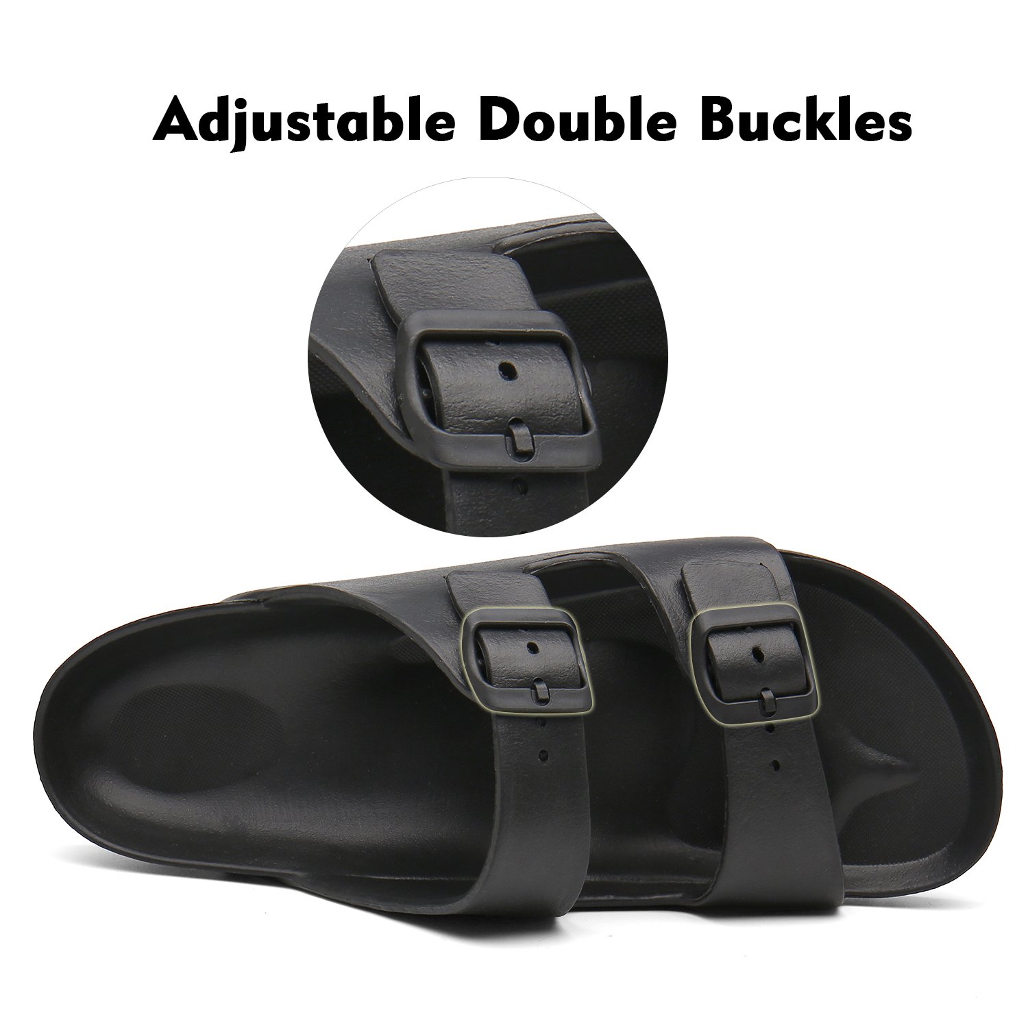 Wholesale Summer Fashion Two Strap Belt Buckle Slide Slippers Eva Sandals Non Slip Outdoor Slippers