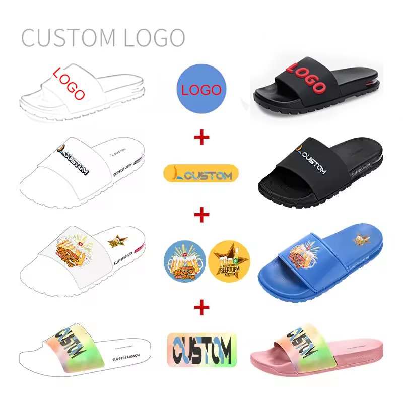 Custom Air Pvc Slide Sandals With 3D Logo Rubber Sublimation Oem Granule massage Slide Footwear Air Cushion Slide Slippers