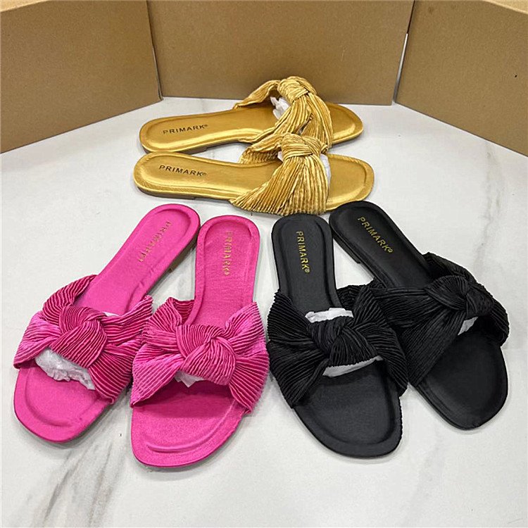 NEW 37-41 high quality fashion Women sandals Velvet Bow Most popular flat slippers beauty slides slippers shoes sandals