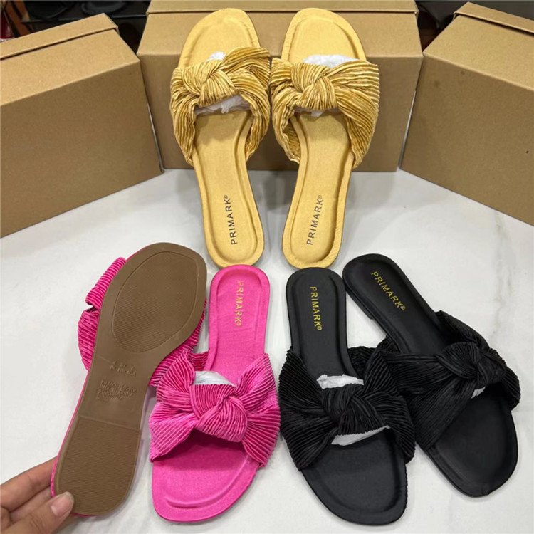 NEW 37-41 high quality fashion Women sandals Velvet Bow Most popular flat slippers beauty slides slippers shoes sandals