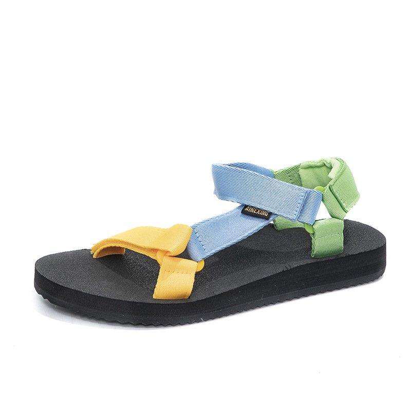 New Summer Breathable Non Slip Lightweight Fashionable Webbing Color Blocked Womens Casual Outdoor Sandals Slides Slippers