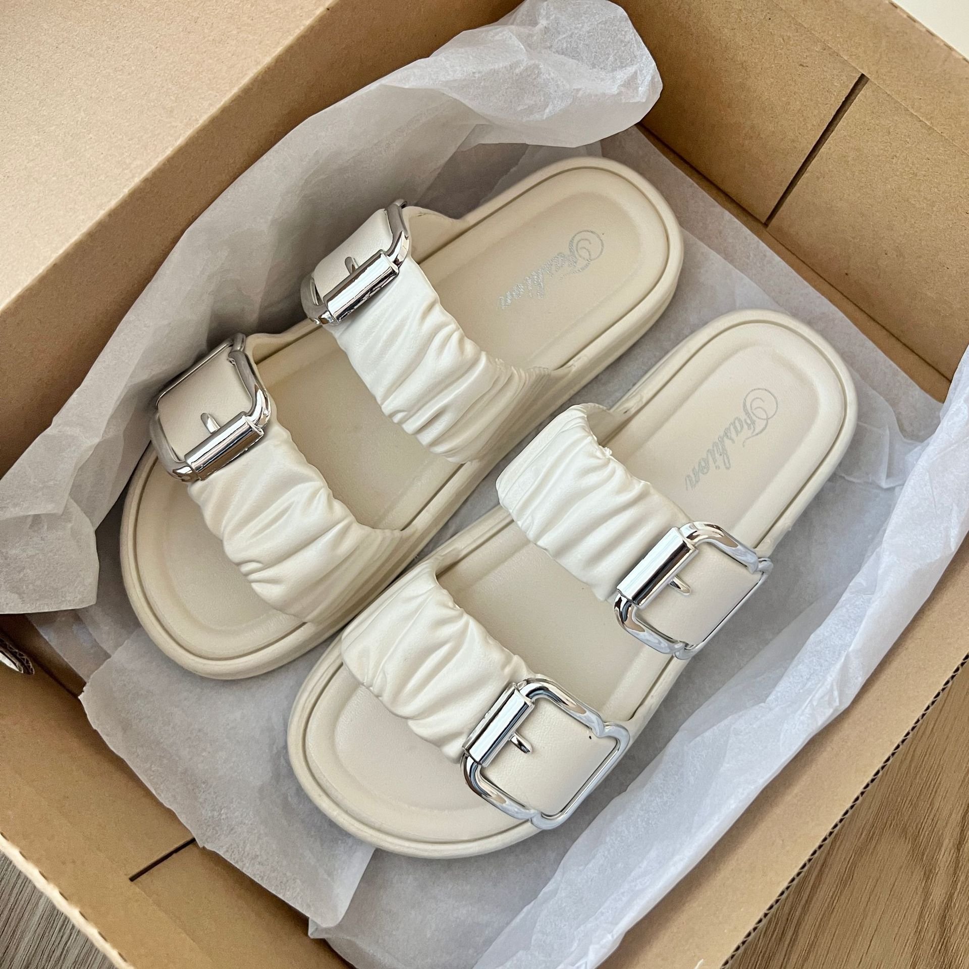 Platform slippers Korean casual women's buckle hipster lazy beach half drag Roman with skirt summer
