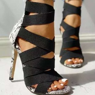 New Arrivals Sandals Women's Summer Ultra High Heel Elastic Bag Heel Zipper Up Sexy High Heel Sandals