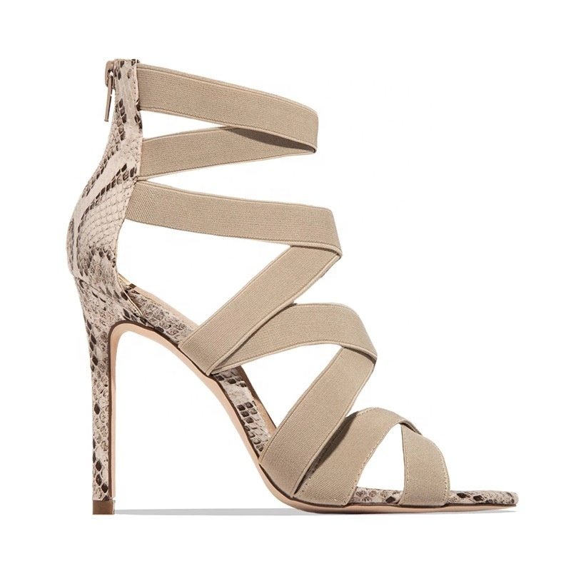 New Arrivals Sandals Women's Summer Ultra High Heel Elastic Bag Heel Zipper Up Sexy High Heel Sandals