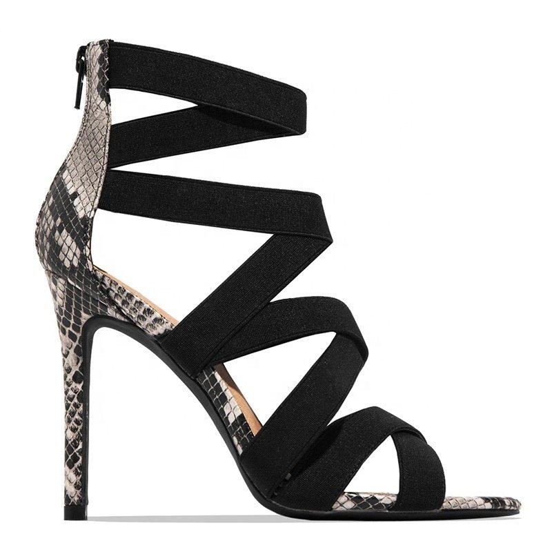New Arrivals Sandals Women's Summer Ultra High Heel Elastic Bag Heel Zipper Up Sexy High Heel Sandals