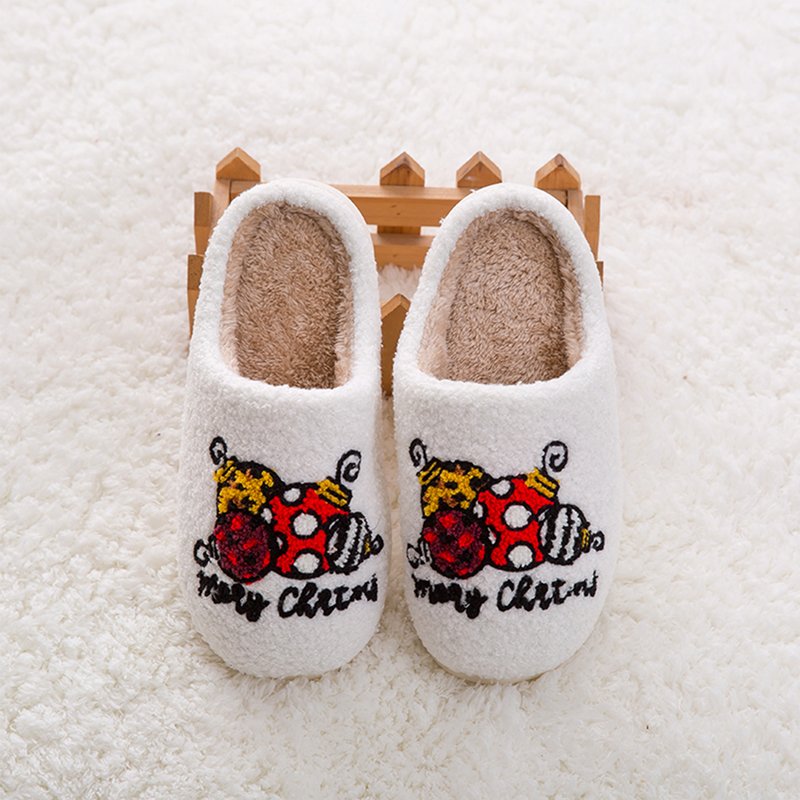 slippers sneaker outdoor fur TPR smile concha embroidered fluffy cozy fuzzy Christmas moose slippers for women