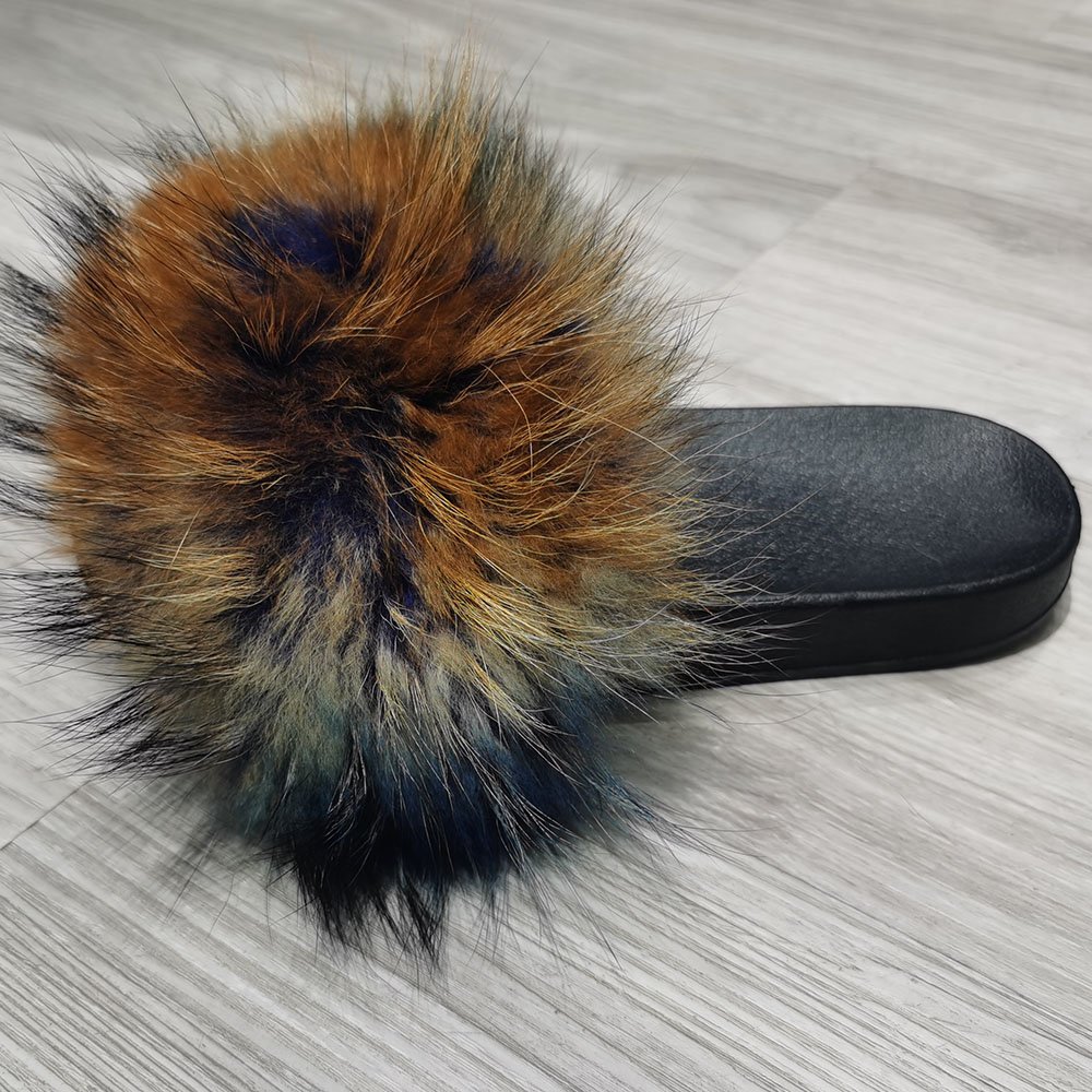 2023 New Real Fashion Full Fox Skin Fur For Slippers Women Slide Slipper
