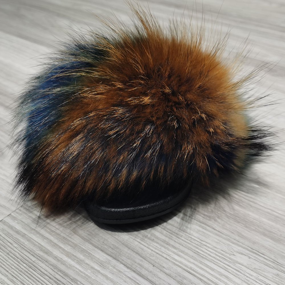 2023 New Real Fashion Full Fox Skin Fur For Slippers Women Slide Slipper