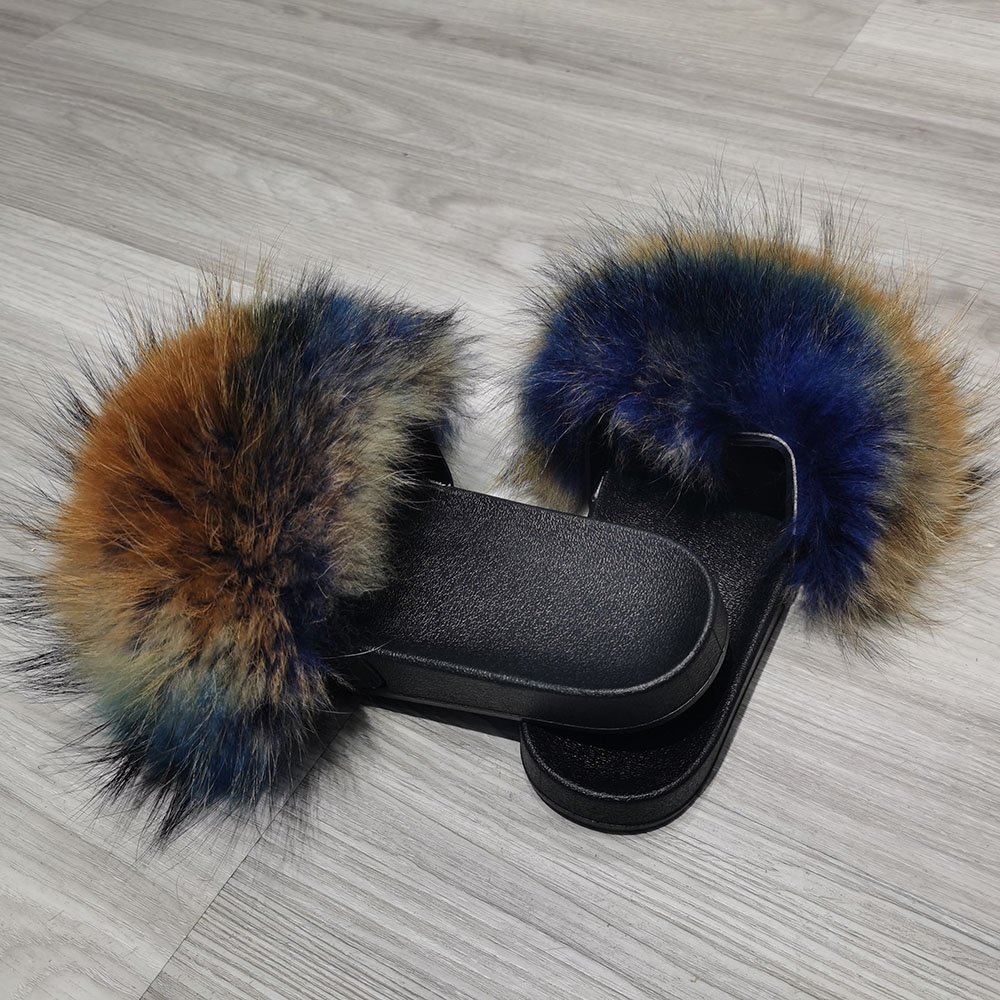 2023 New Real Fashion Full Fox Skin Fur For Slippers Women Slide Slipper