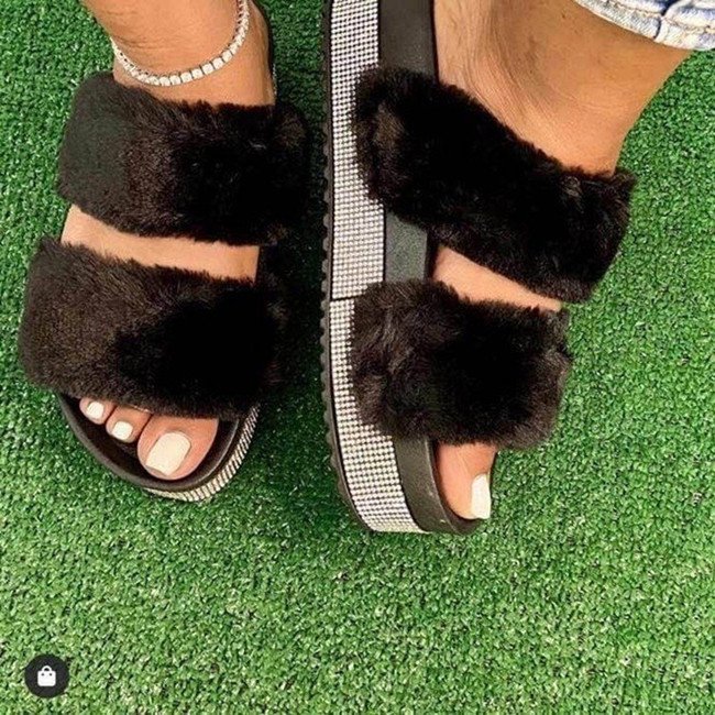 Luxury women new design shoes Fluffy slippers Fur slides for women sandals and slippers 2023