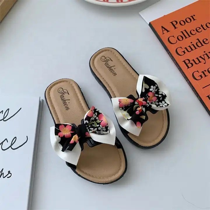 2024 High Quality Girls Kids Slippers Home Outside Wear Non Slip Fashion Indoor Cute Bow Children's Slide Slippers