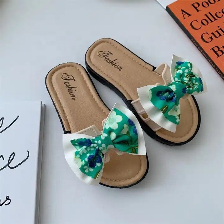2024 High Quality Girls Kids Slippers Home Outside Wear Non Slip Fashion Indoor Cute Bow Children's Slide Slippers