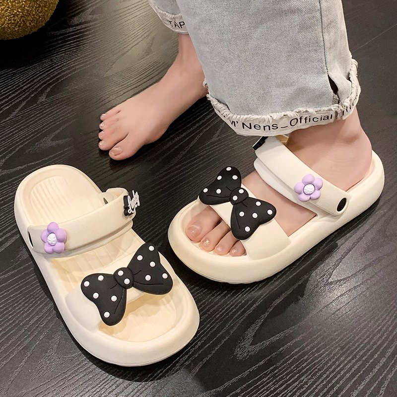 Bow Thick Sole Comfortable and Soft Home Slipper Summer Slippers for Women Non-slip Slides Slippers