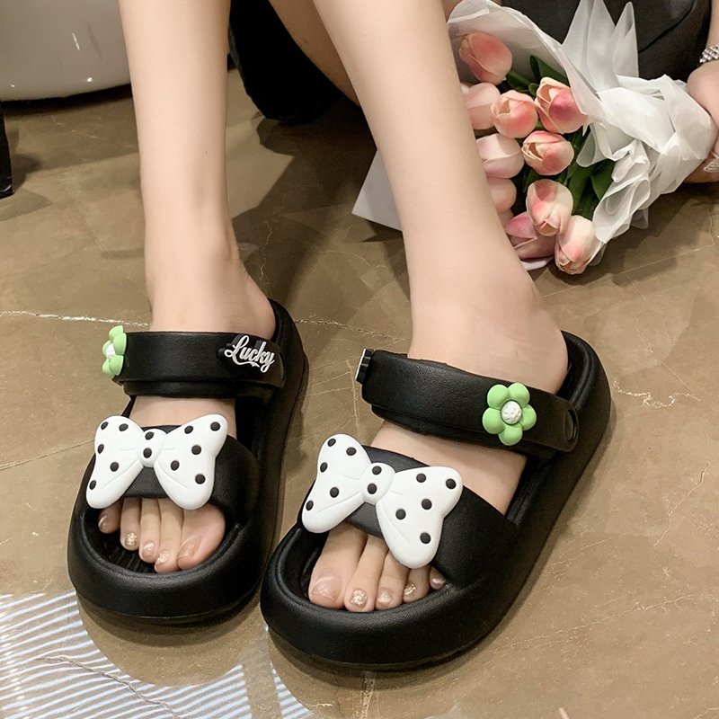 Bow Thick Sole Comfortable and Soft Home Slipper Summer Slippers for Women Non-slip Slides Slippers
