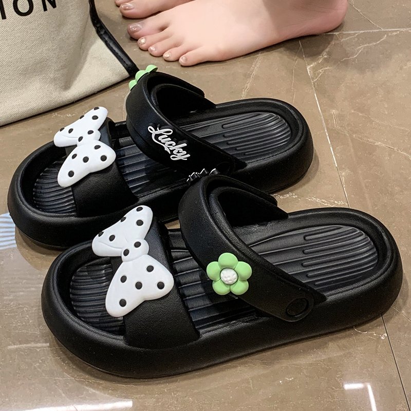 Bow Thick Sole Comfortable and Soft Home Slipper Summer Slippers for Women Non-slip Slides Slippers