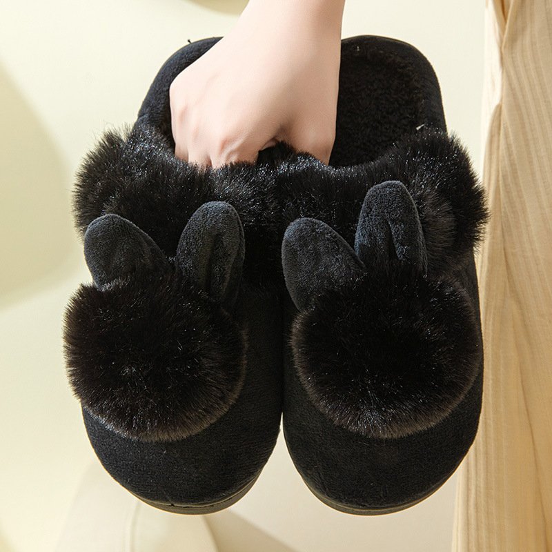 Long Ears Single Ball Men And Women Couples Winter Warm Wooden Floor Thickening Indoor Luxury home Cotton Warm pillow slippers