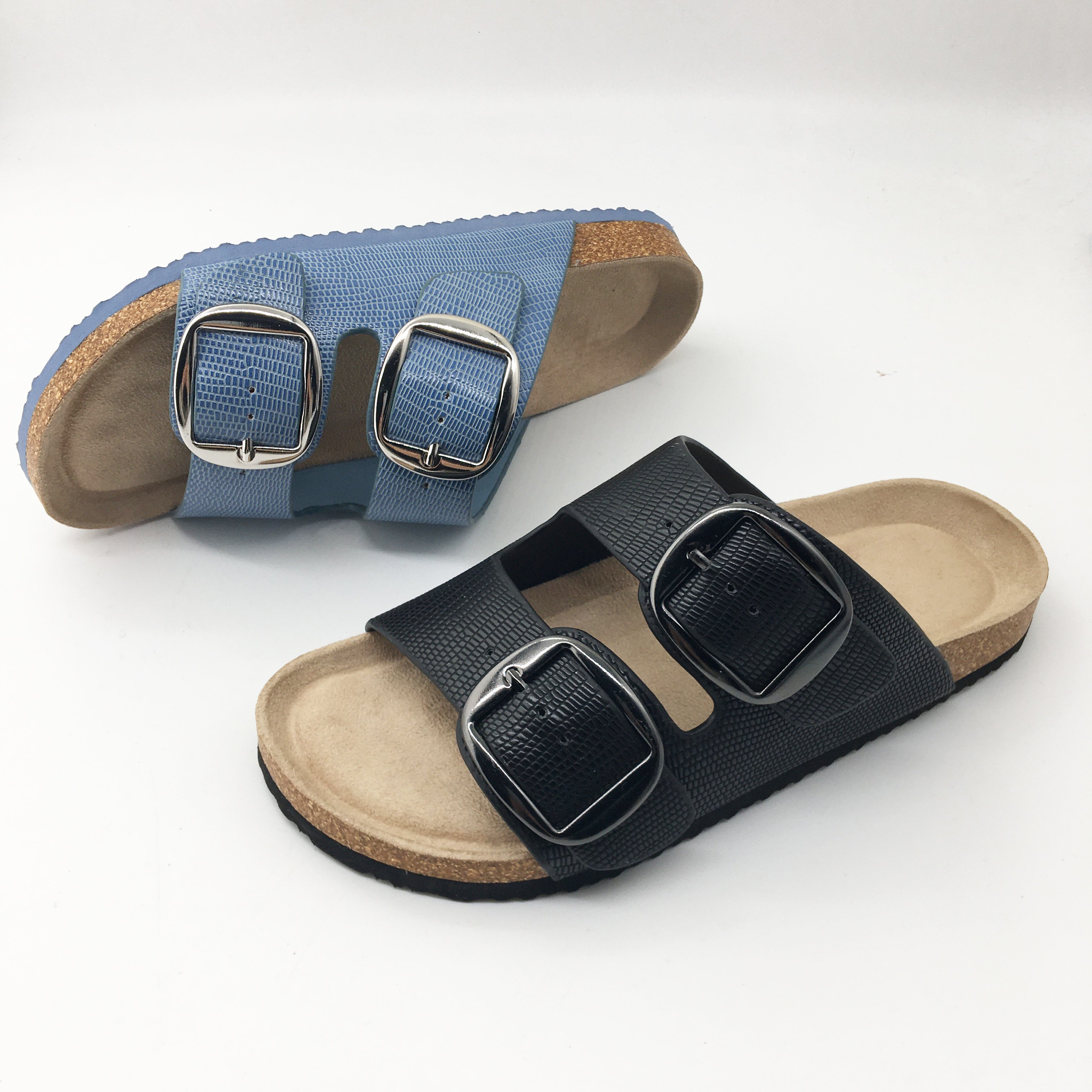 Custom Beach Toe Leather Slides Cork Slippers Women Sandals Casual Slip on Slides Shoes EVA PU Microfiber Outdoor Slippers