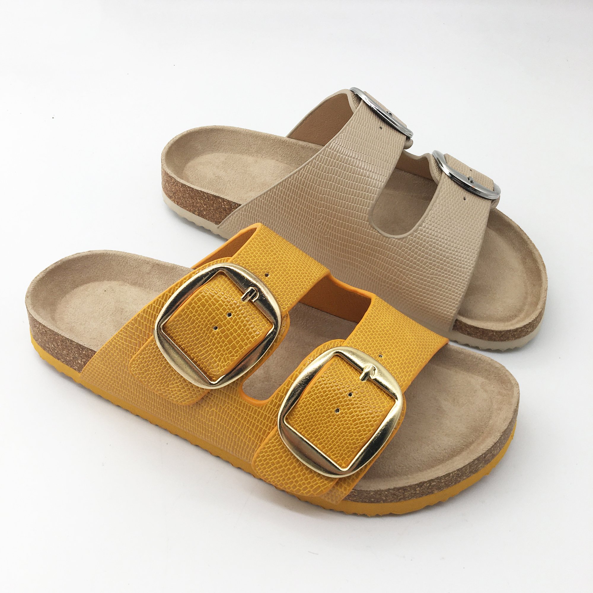Custom Beach Toe Leather Slides Cork Slippers Women Sandals Casual Slip on Slides Shoes EVA PU Microfiber Outdoor Slippers