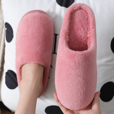 Stylish Bedroom Slippers Platform Soled Hotel Fleece Warm Slippers In House Interior Solid Plush Slippers