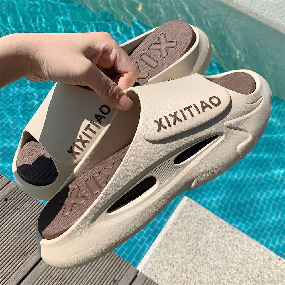 XIXITIAO monogram a letter home slides 2024 breathable wholesale 2023 spring anti-slippery shoes open toe slippers for men