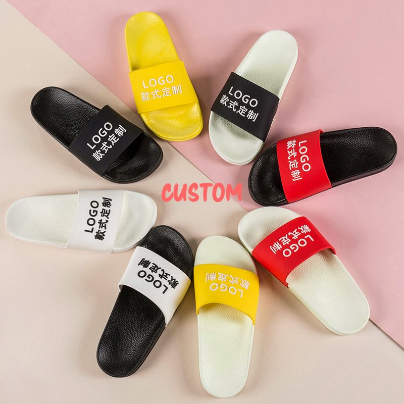 Summer Design Flip Flop Men Pvc Customized Printed Shoe Mens Slides Custom Logo Men's Slippers