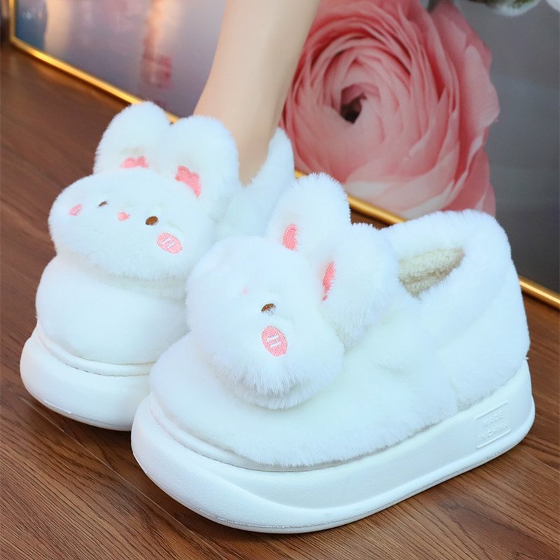 Cotton cute Soft Plush Toys Girls Slipper Winter Indoor Outdoor Two-Wear Warm Cotton Slippers Thick Bottom Eva Dung Slippers