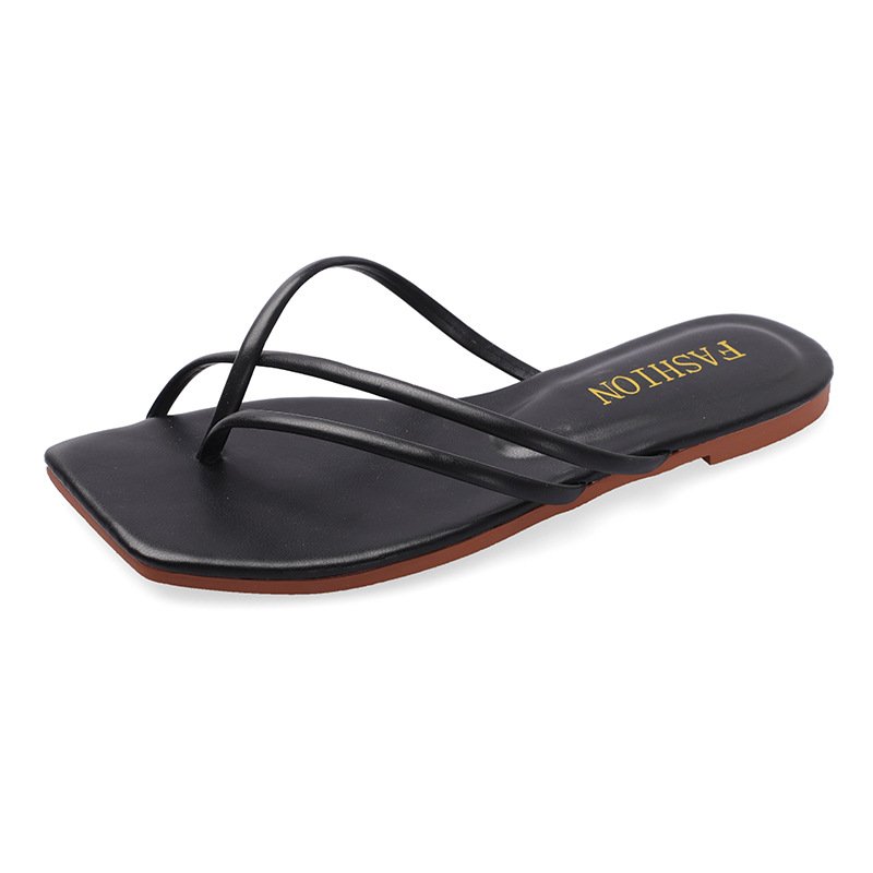 2024 Popular Square Head Lightweight Soft Sole Women's Slippers Fashion Women's Flip Flops Flat Sandals