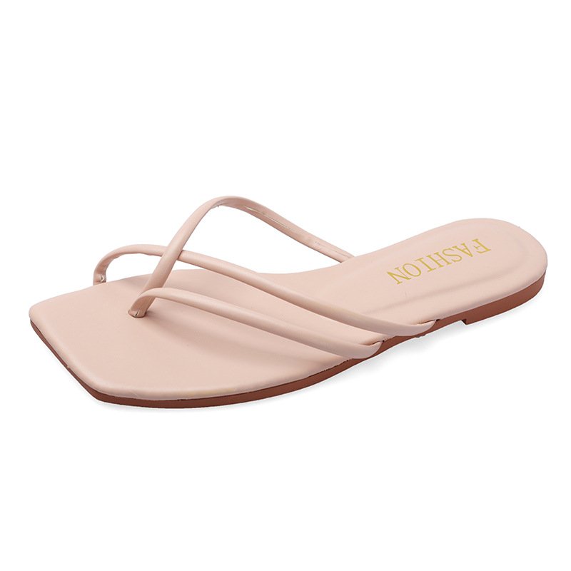 2024 Popular Square Head Lightweight Soft Sole Women's Slippers Fashion Women's Flip Flops Flat Sandals